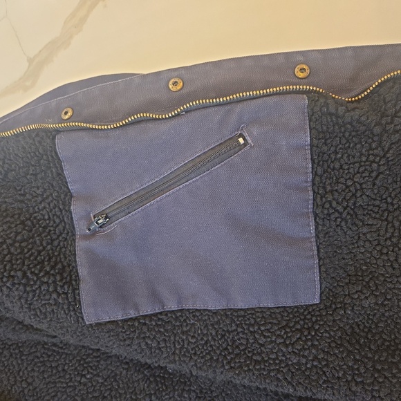 Wrangler Workwear Sherpa Lined Hoodie Duck Jacket Blue Gray Mens XL - Picture 7 of 11